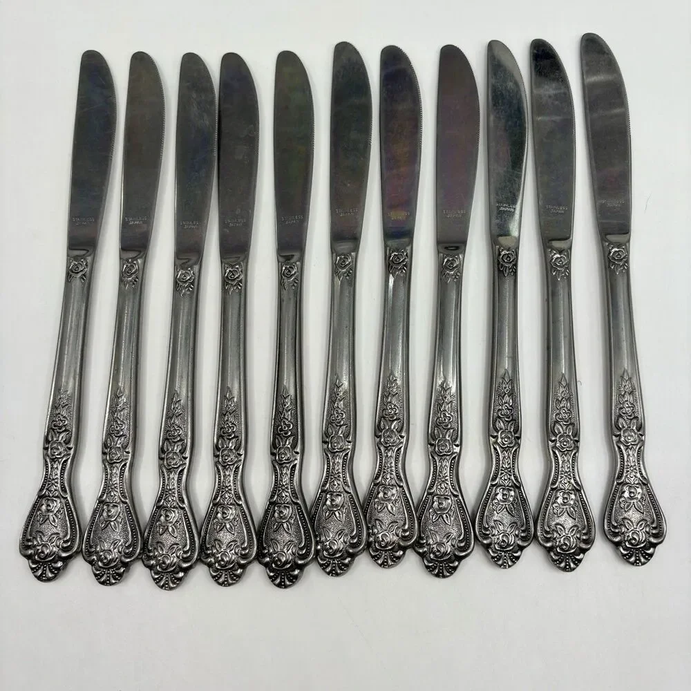 Vintage 1847 Roger Bros Silver-plate Dinner Knives Normandy Pattern Set of 11